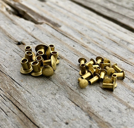 Brass Rivets for EZ Riveter - 1/8 inches & 2 sizes
