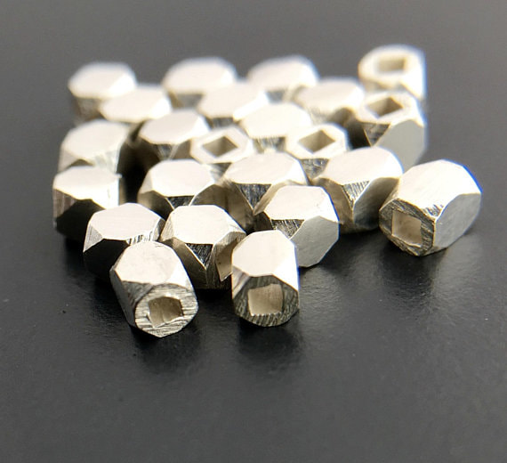 Sterling Silver Faceted Cube Beads 2.2mm & 25 pcs