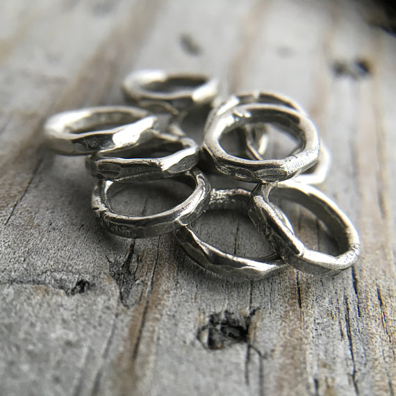 Sterling Silver Jump Ring Hammered Rustic